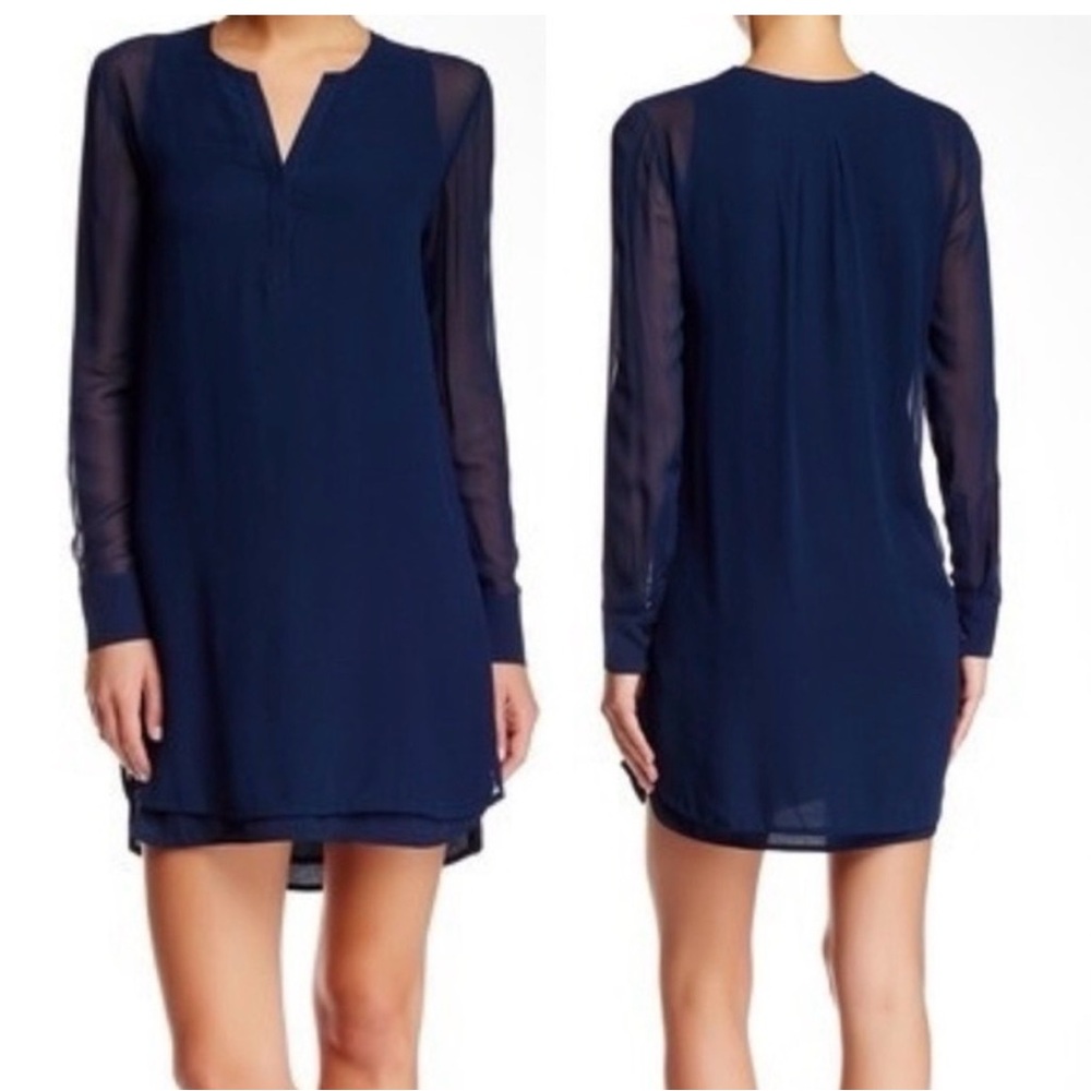 Vince 100% Silk Deep Blue Long Sleeve Dress Tunic or Long Shirt
